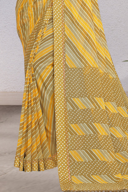 Bollywood Geometric printed chiffon satin border saree