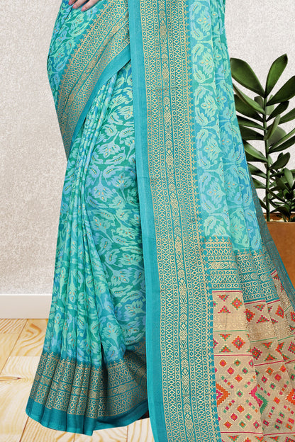 Hightex Party Wear Brasso Floral and Geometric printed Saree