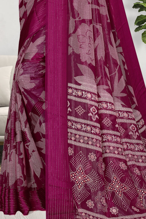 Hightex Shimmer Floral Printed Saree