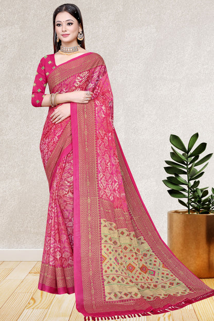 Hightex Party Wear Brasso Floral and Geometric printed Saree