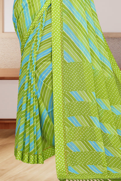 Bollywood Geometric printed chiffon satin border saree