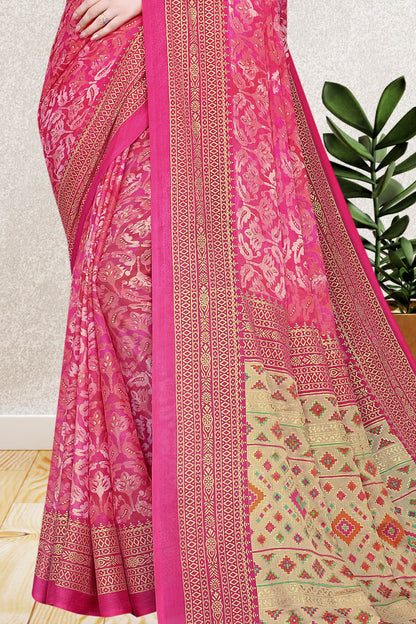 Hightex Party Wear Brasso Floral and Geometric printed Saree