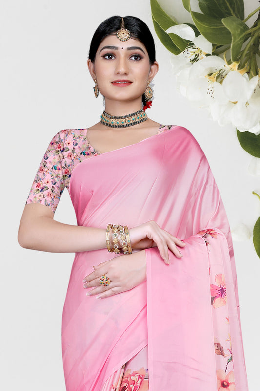 Diksha elegant digital floral printed satin saree