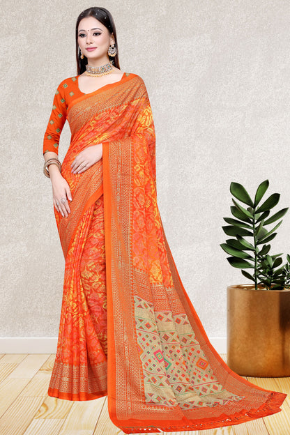 Hightex Party Wear Brasso Floral and Geometric printed Saree