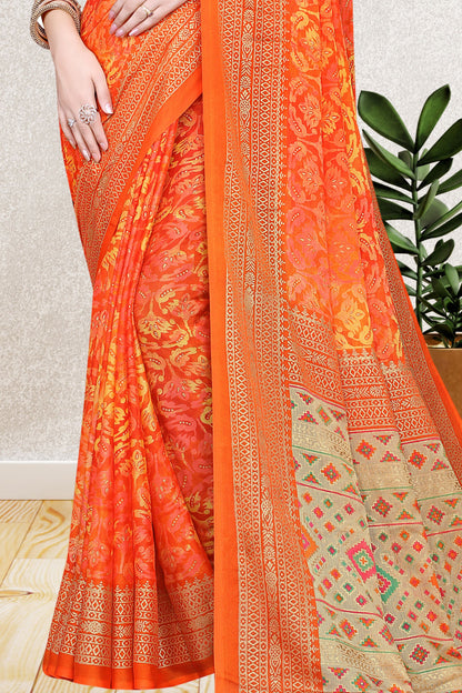 Hightex Party Wear Brasso Floral and Geometric printed Saree