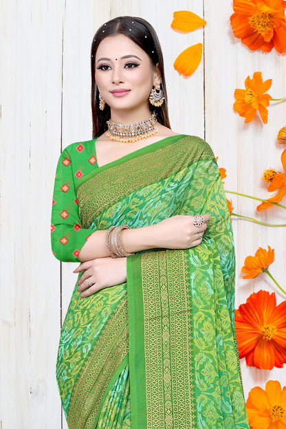 Hightex Party Wear Brasso Floral and Geometric printed Saree