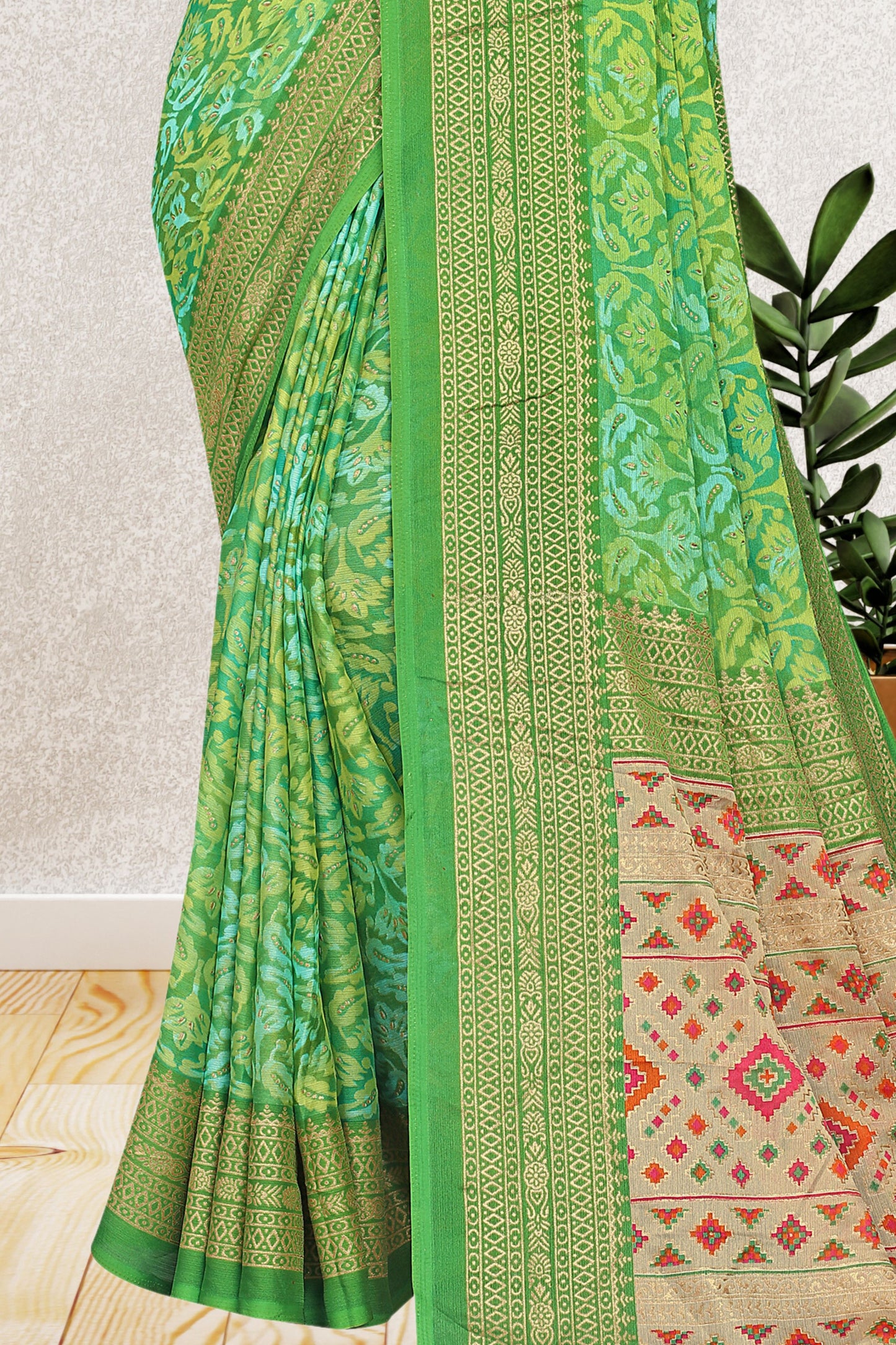 Hightex Party Wear Brasso Floral and Geometric printed Saree